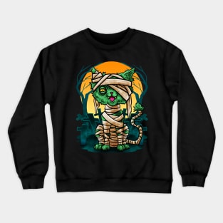 Halloween Cat Zombie Mummy Crewneck Sweatshirt